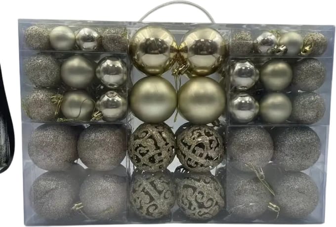 Nivard Kerstballen - Kerstversiering - Plastic - Champagne - Kerstballenset - 100 stuks