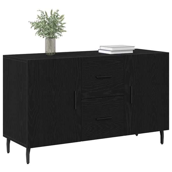 vidaXL - Dressoir - Zwart - Eiken - 100 - x - 36 - x - 60 - cm - Bewerkt - hout