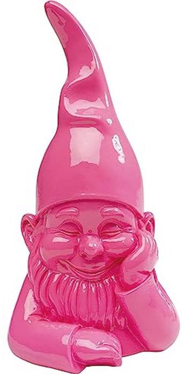 Decoratieve figuur dwerg roze polyhars 21 x 10 x 9 cm