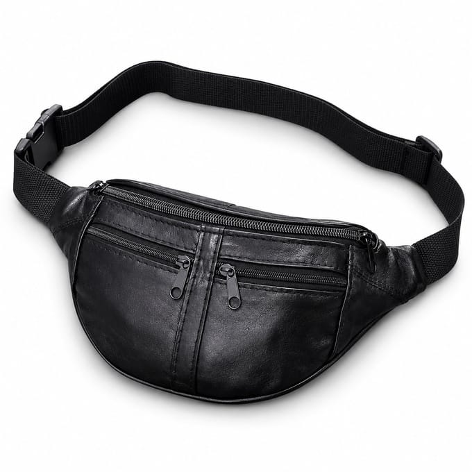 THL Design Leren Heuptas Dames & Heren - Echt Leer - Plat Model - Zwart