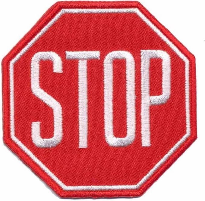 Patch - Strijkembleem - Stopbord - Rood - 7CM