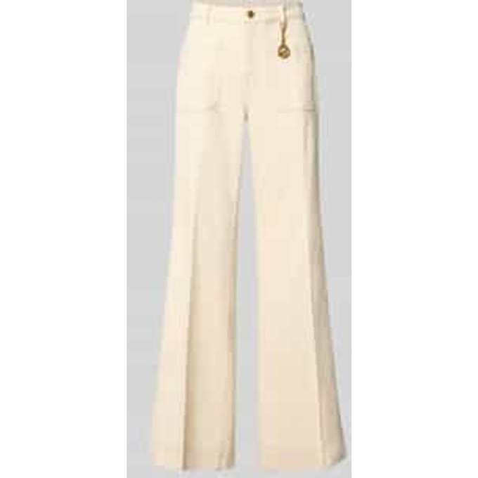 High rise bootcut fit stoffen broek van katoenmix