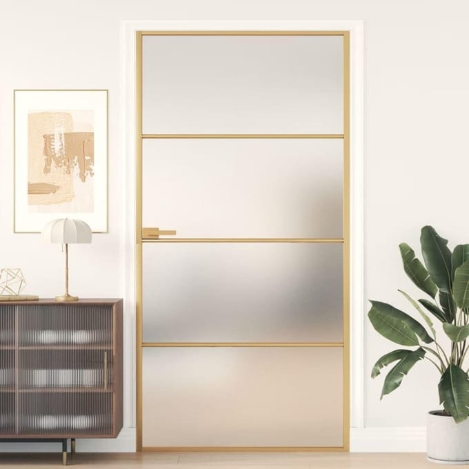 Binnendeur Glas - Moderne Deur - Ruimtes Scheiden - Mat Glas Privacy - 102x201 cm - Goud