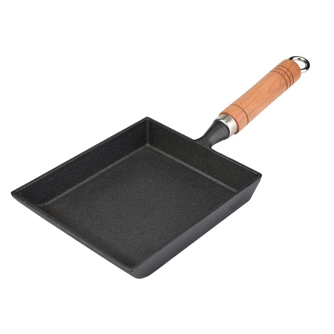 Mini Koekenpan IJzer Omelet Pot Tamagoyaki Houten Handvat black