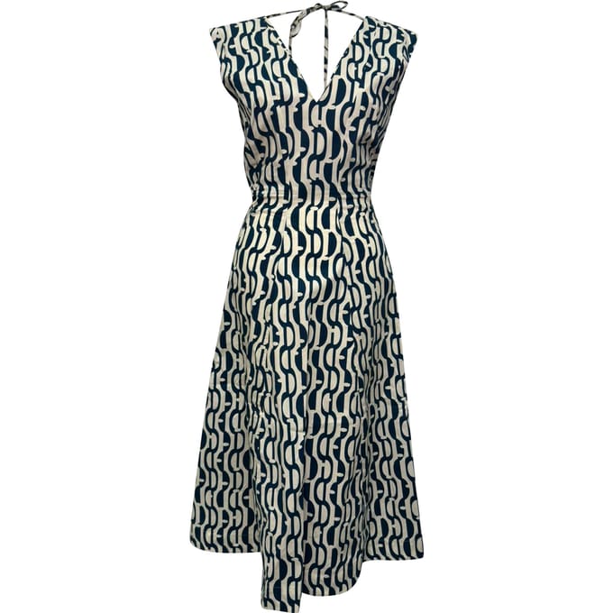 Max Mara Geometrische Print Midi-Jurk in Multicolore Katoen