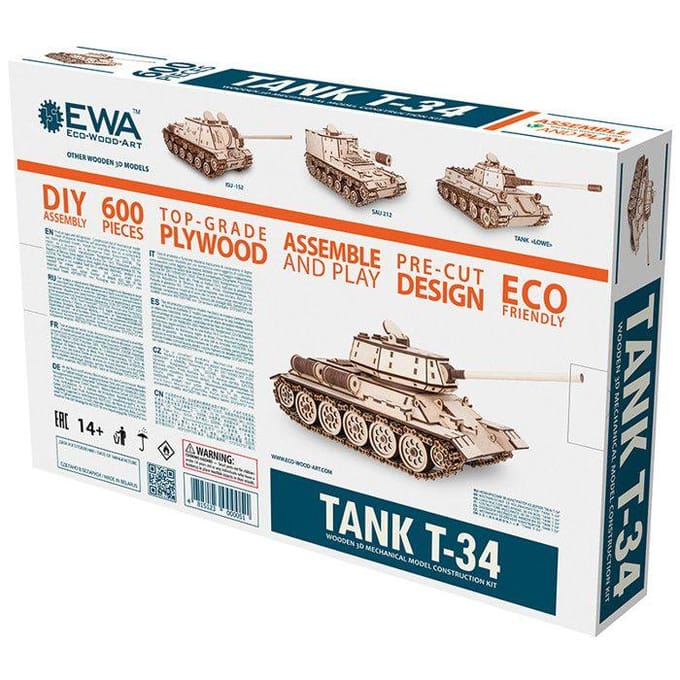 Eco-Wood-Art Tank T-34 - Houten Modelbouw