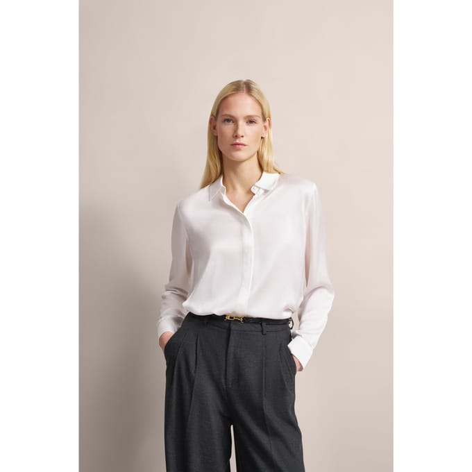Bugatti Damen Overhemdblouse met afgeronde zoom