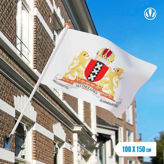 Vlag met wapen Amsterdam 100x150cm