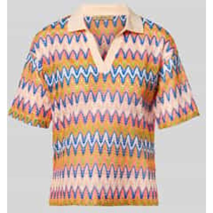 boxy fit T-shirt met polokraag en V-hals