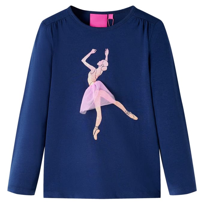 vidaXL - Kindershirt - met - lange - mouwen - 104 - marineblauw