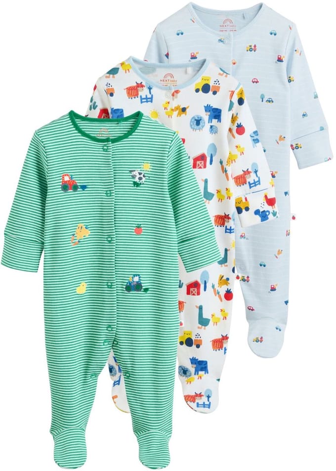 Next - Jongens - Set van 3 babypyjama's - Blauw