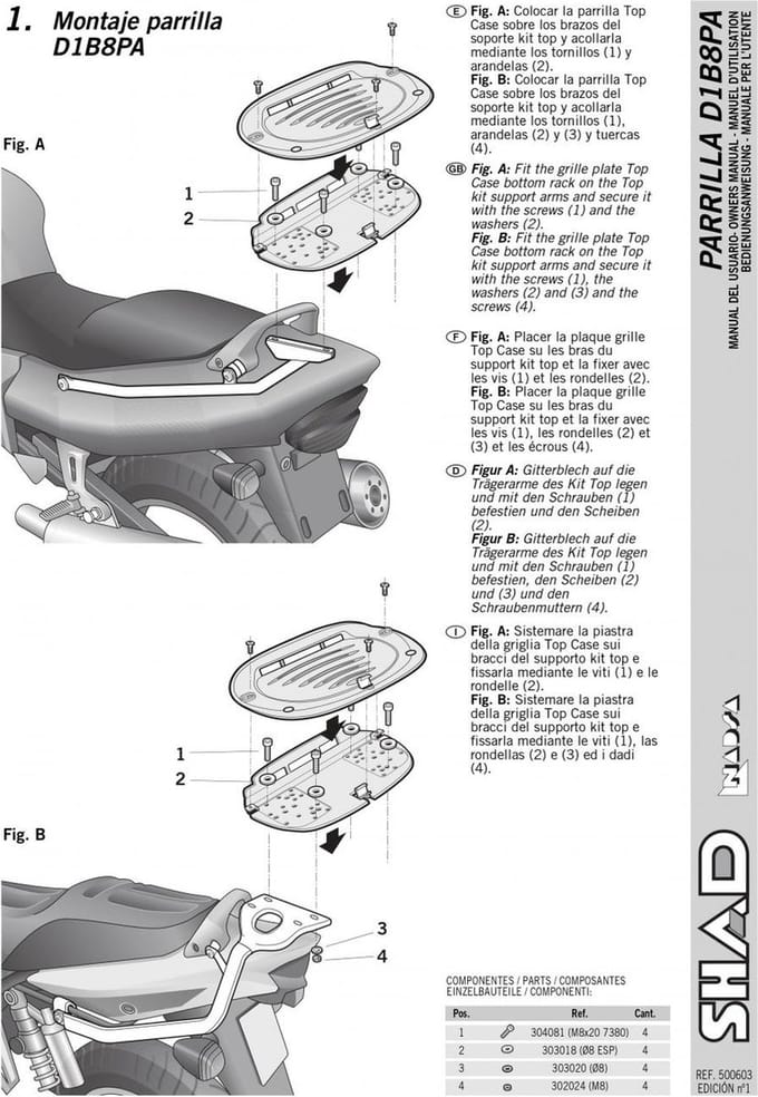 Support de top case Shad pour Moto Suzuki 600 GSF Bandit Après 2000 Neuf
