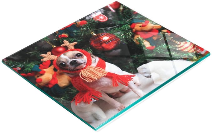Decoratieve glazen snijplank met kerstboomafbeelding, 60x52 cm