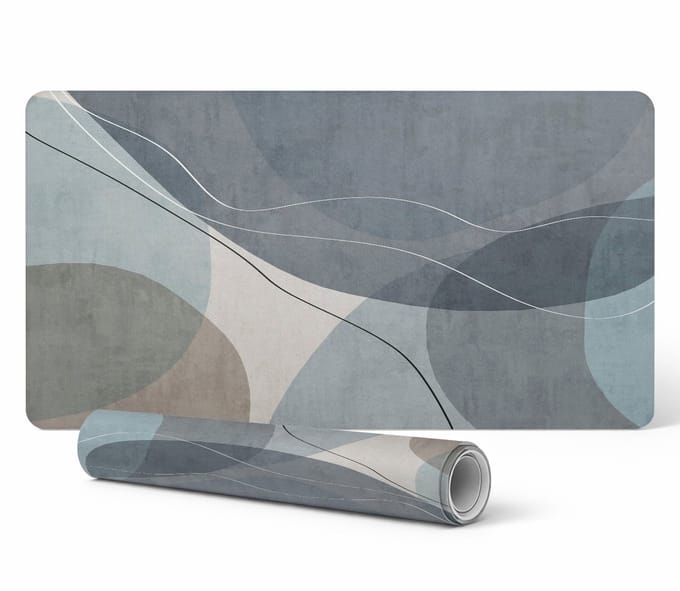 Decoratieve bureauonderlegger voor werk en studie, abstracte golven, 90x45 cm