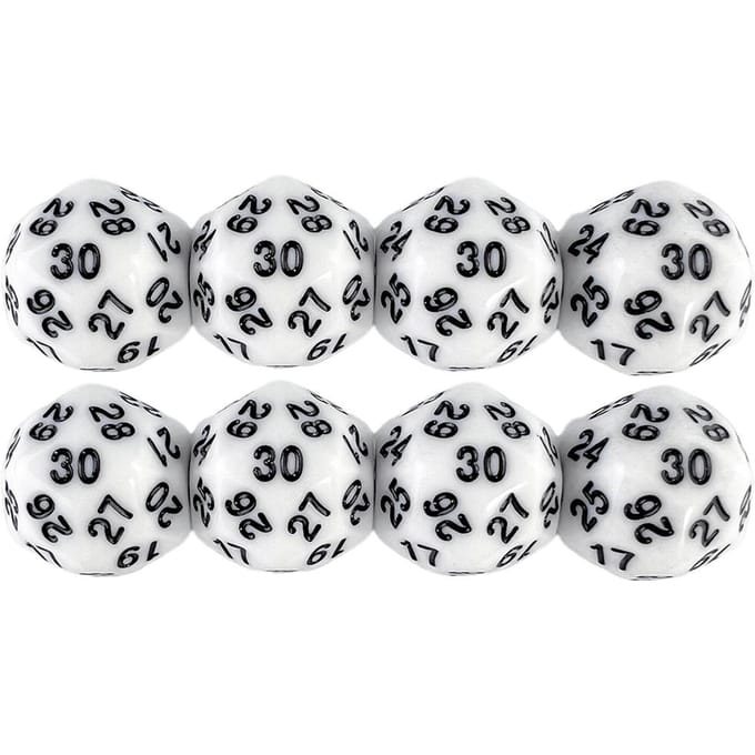 D30 Digitale Dobbelstenen 8 Stuks Geschikt voor Spellen Dobbelstenen 8 Kleuren wit