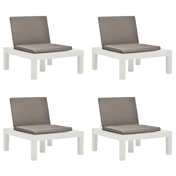 vidaXL - Loungestoelen - 4 - st - met - kussens - kunststof - wit