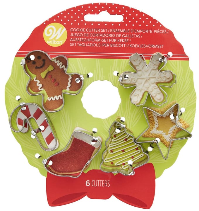 Wilton Uitsteekvormpjes Set - Koekvormpjes - Kerstmis - Krans - 6 Stuks