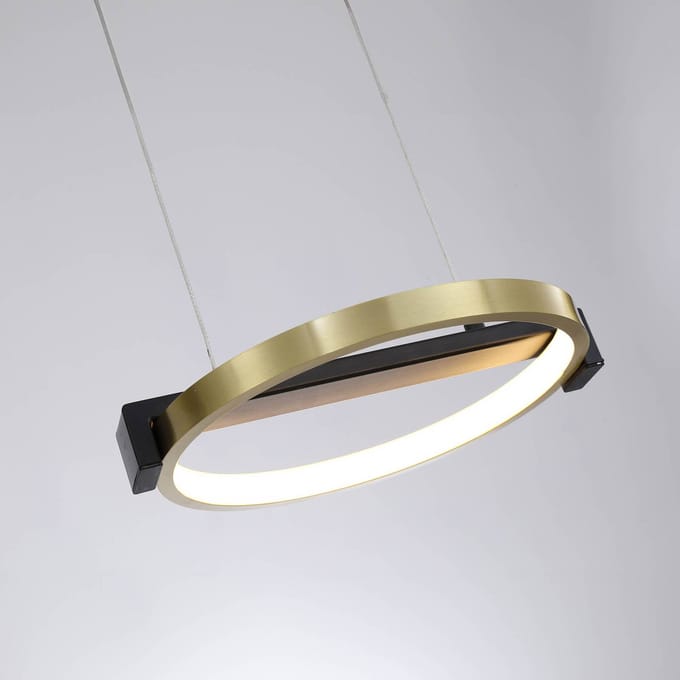 Searchlight Aerial LED hanglamp, 3-lamps, messing/zwart, staal