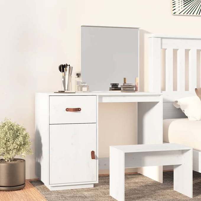 vidaXL - Kaptafel - 95x50x134 - cm - massief - grenenhout - wit