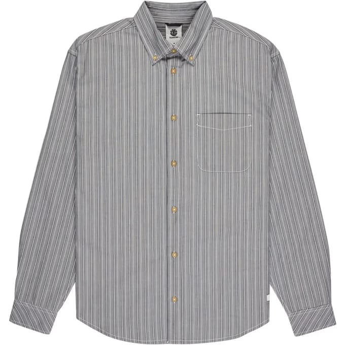 Element Button Down Chambray Regular Fit Overhemd Met Lange Mouwen Grijs L Man