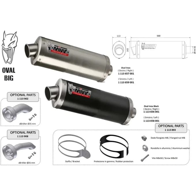 Universele motor demper rechterzijde Mivv Oval Big