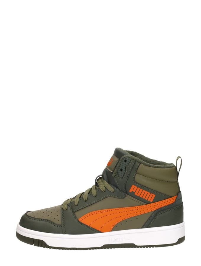 PUMA Puma Rebound V6 Mid WTR Jr Unisex Sneakers - Dark Olive-Maple Syrup-PUMA Olive