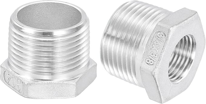 3 Stuks Verloopnippel 3/4" M naar 3/8" F - RVS 304 - Zeskant Reductie voor Leidingen