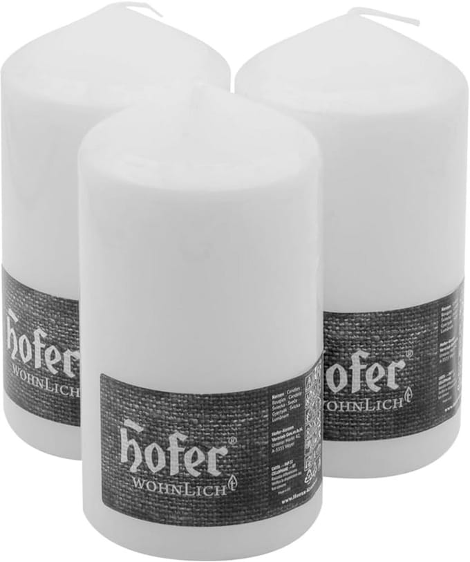 Set van 3 Grote Witte Stompkaarsen 15 cm - Lange Brandduur 60 uur Decoratie
