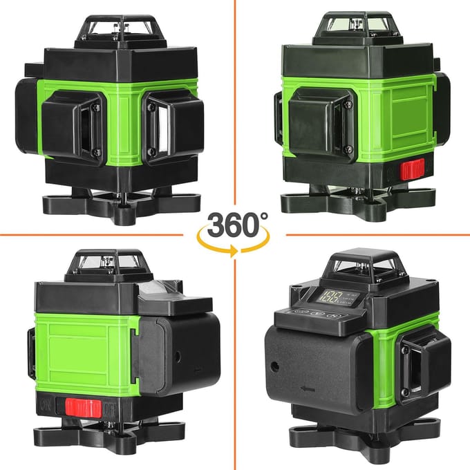 Multifunctionele 4D 16 Lijnen Laserwaterpas 3 graden Zelfnivellerende Machine USB Oplaadbare Lithiumbatterij EU Plug groen