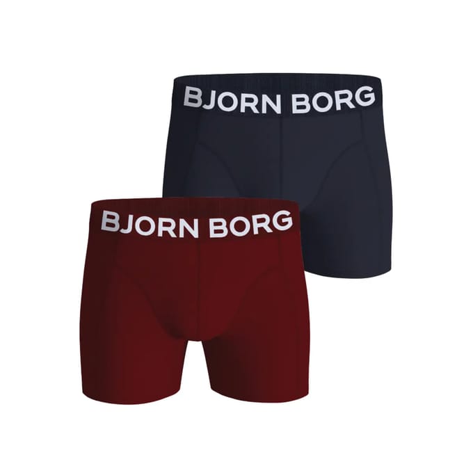 Björn Borg Cotton Stretch boxers - heren boxers normale lengte (2-pack) - donkerblauw - rood