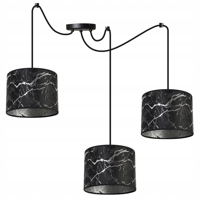 Hanglamp WERONA 3-lichts Zwart/Zilver E27 - Stijlvol Loft Design