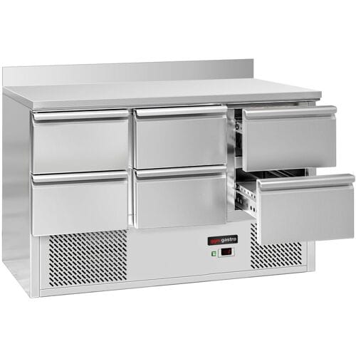 GGM Gastro Kühltisch ECO - 1365x700mm - 6 Schubladen - Aufkantung