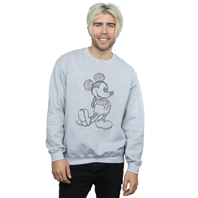 Disney Heren Mickey Mouse Sketch Kick Sweatshirt (Sportgrijs)