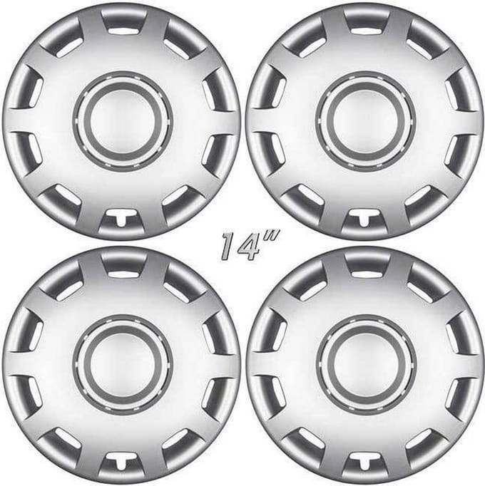 GoodGo Wieldoppen GRANIT-S 14 inch mat zilver. Set a 4 stuks in doos (a.u.b. tekst lezen!)