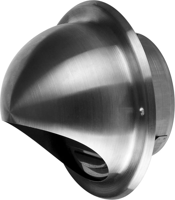 Ronde ventilatierooster RVS 125mm met insectengaas voor buitenlucht