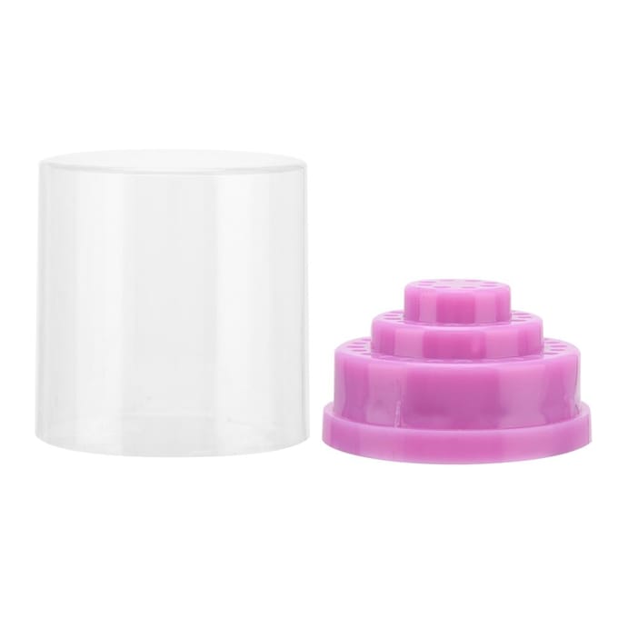 Boîte de Rangement pour 48 Embouts de Foret à Ongles Support Organisateur d'Outils de Manucure Présentoir Blanc violet