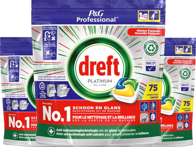 Dreft Platinum Lemon All in 1 Vaatwastabletten - 75 tabs - Voordeelverpakking 3 stuks