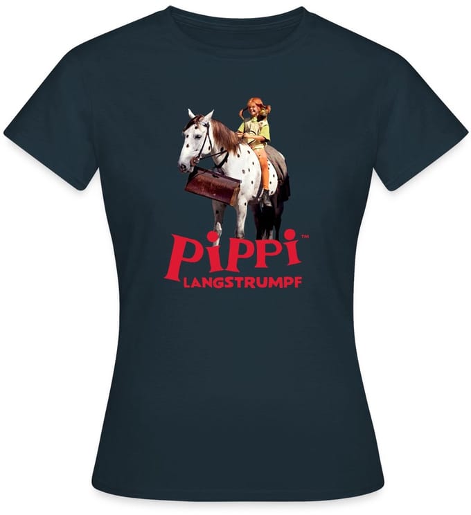 Pippi Langkous Pippi Rijdt Op Kleine Witte T-Shirt Dames