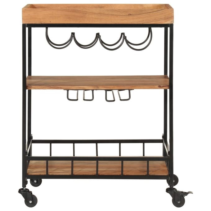 vidaXL - Keukentrolley - 60x40x80 - cm - massief - acaciahout - en - ijzer