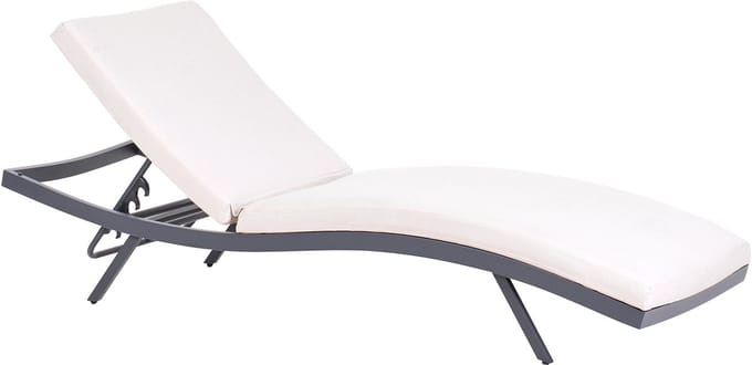 AMELIA - Ligstoel - Lichtbeige - Aluminium