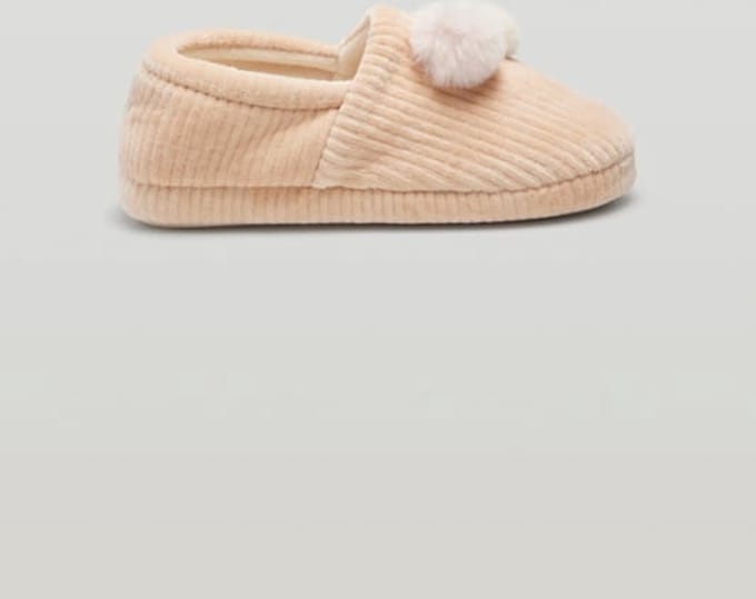 Kinder sloffen laag model | pom pom | beige | kwaliteit YM