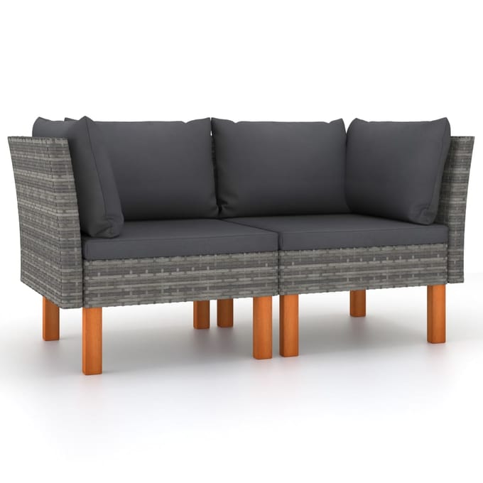 vidaXL - Hoekbanken - 2 - st - poly - rattan - en - massief - eucalyptushout
