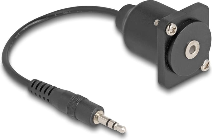 Delock 88150 Jackplug Audio Aansluitkabel [1x Jackplug male 3,5 mm - 1x Jackplug female 3,5 mm] 0.2 m Zwart