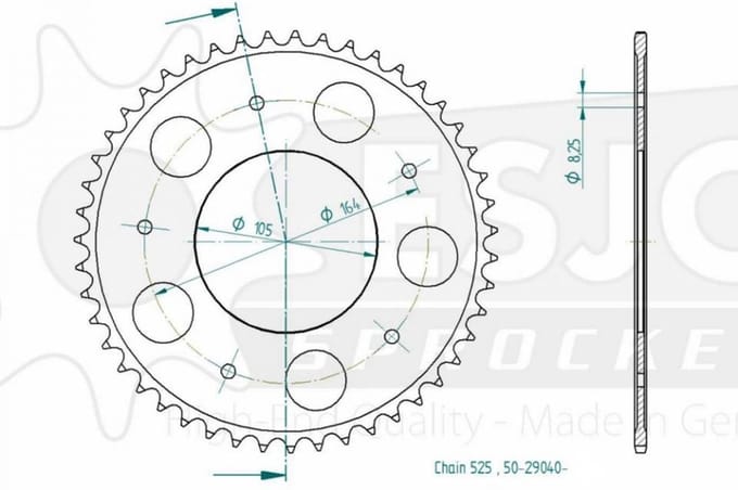 Couronne transmission Esjot pour scooter Gilera 800 GP 2008 à 2014 47 dts P525