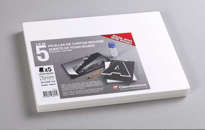 Schuimplaat Clairefontaine, A4 formaat, 5 mm dik, wit