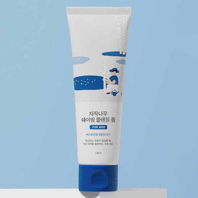 [ROUND LAB] Voor Mannen Berken Saps Scheer-Reinigingsschuim 120ml white
