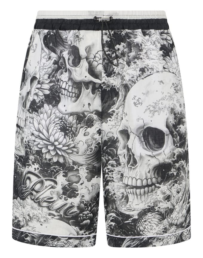 Linen Bowling Shorts All-Over Ceramic