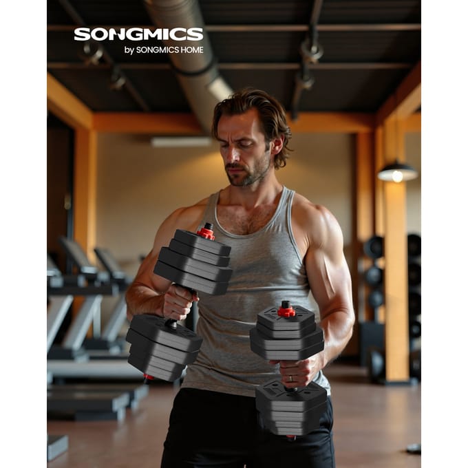 SONGMICS halterset halters Hexagon Korte halterset Workout Fitnesstraining Gewichtheffen Black