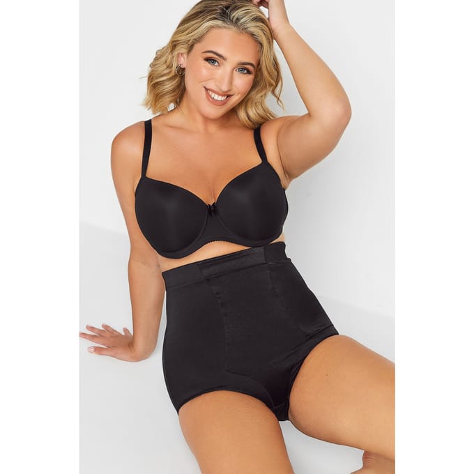 Yours Corrigerende Slip Van Satijn Met Hoge Taille In Zwartsize 40-42
