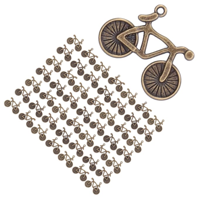 50 Pcs Pendentifs Vélo Porte-clés Accessoires de Bijouterie DIY Décorations Bracelet Collier Fait Main gray